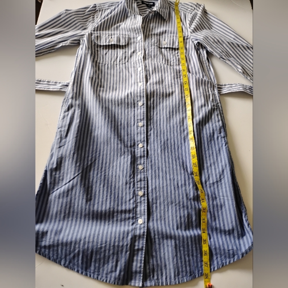 Lands' End Classic Cotton Shirt Dress Ombre Blue Stripe Preppy Size Small - Picture 16 of 17